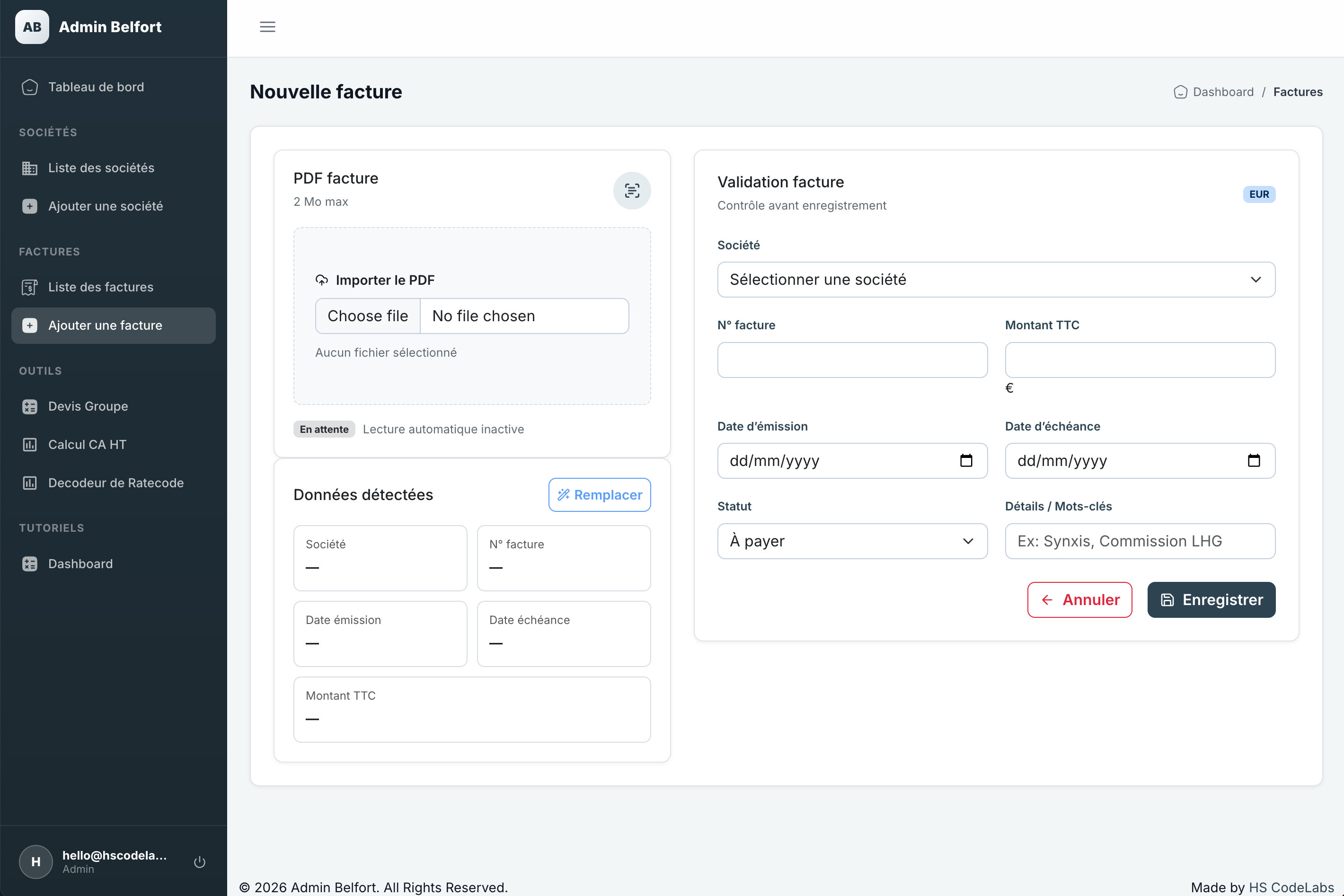 Admin Belfort (Invoice Manager)