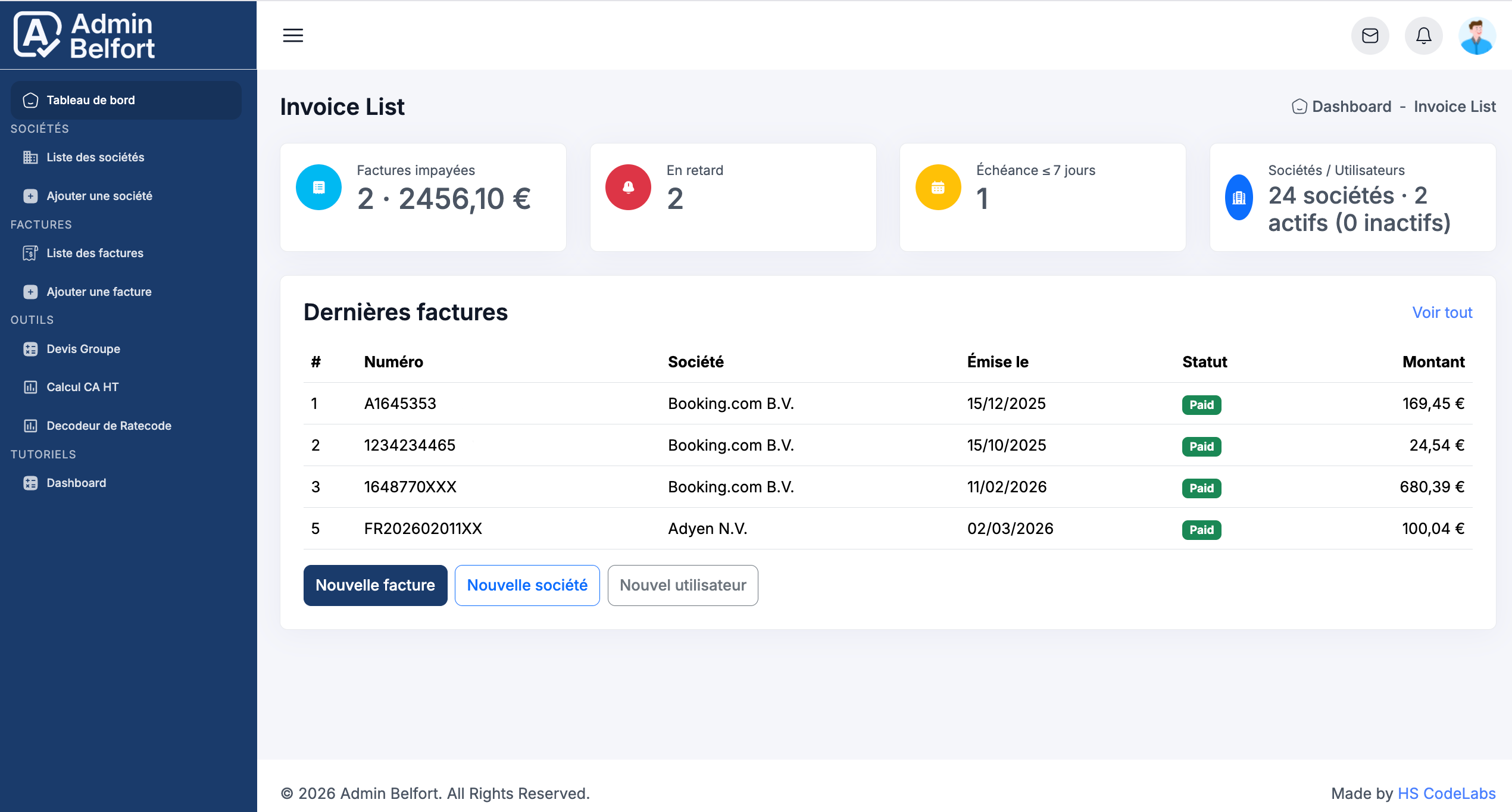 Belfort Admin (Invoice Manager)